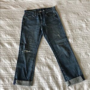 J Crew Boyfriend high rise distressed jeans